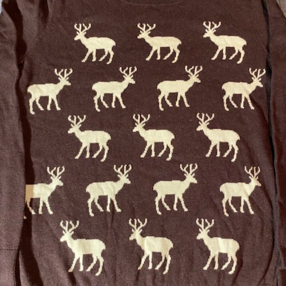 LOFT Christmas Reindeer Lightweight Sweater GUC M Medium